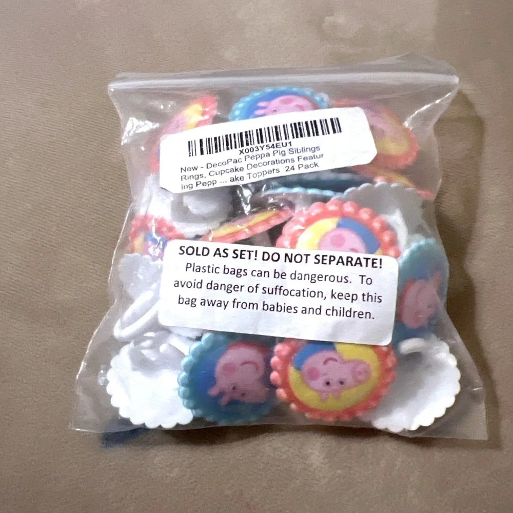 Decopac Peppa Pig & George 24 Count Party‎ Favor Rings Cupcake Toppers